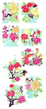 Paper Cuts Birds and Butterflies over Peony Flower Set 8 pcs 3 packets Lot