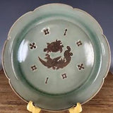 11.5" Old Song dynasty Porcelain ru kiln Phoenix peony Flower mouth Brush Washer