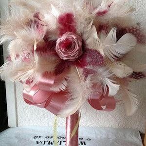 Feather Wedding bouquet Bridal bouquet Vintage Wedding accessory Modern bouquet Bridesmaids bouquet Alternative bouquet of roses Exclusive