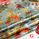 Chinese Peony Satin Jacquard Brocade Flower Fabric Costume Upholstery By Metre