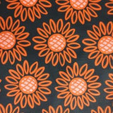 Squeeze Sunflower in Black and Orange 100% Cotton from Figo, Quilters Cotton by the Yard, Minimum 2 Yard Purchase