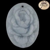BI20008# Hand Carved Cameo Peony Flower Angelite Pendant Bead Gemstone