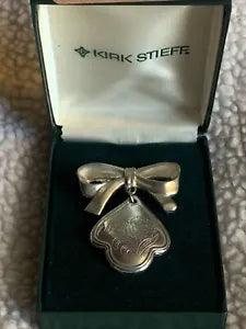 Kirk Stieff Pewter Pin Brooch Carnation Flower of the Month w/ Box