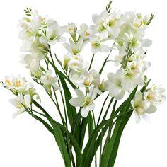 Real Touch Freesia (White) Long Stem Artificial Flowers, Wedding, Home Decor,Arrangment 6 Stems Flower Delivery