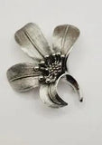Vintage Signed Emmons Silver-tone Textured Lily Flower Brooch