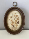 Vtg Pressed Dried Flowers Ornate Oval Plastic Picture Frame Neutral Ozark 8 x 6