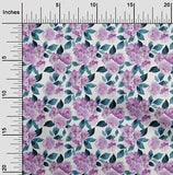 oneOone Cotton Poplin Fabric Watercolor Leaves & Peony Floral Print-Go0