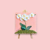 Valerie - 4" Mini - Orchid Flowers with Easel - Acrylic Floral Painting - Bouquet - Wedding Gift - Home Decor