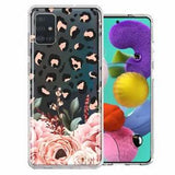 For Samsung Galaxy A51 Classy Peach Peony Rose Flowers Leopard Case