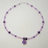 Purple Flower Necklace, Seed Bead Necklace, Purple Beaded Choker, Small Bead Necklace, Minimalist Jewelry, Dainty Necklace, Bead Jewelry