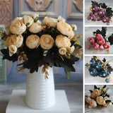 Branches Autumn Artificial Fake Peony Flower Posy Home Hotel Room Bridal