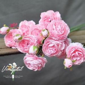 Three head Silk European Peonies,fresh pink peonies,pink bridesmaid peonies bouquets, wedding flowers,silk flowers,not real touch
