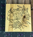 The Stamp Pad Co. Flowers Lilies Rubber Stamp Wood #P7