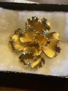 Vintage Giovanni Brushed Gold Carnation Flower Brooch or Pin
