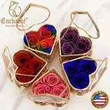 REAL Preserved Forever Roses in Heart-Shaped Glass Box Wedding Mother's Day Gift