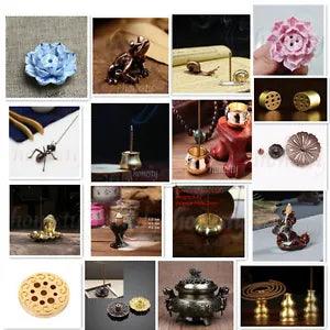 Various Copper Church Alloy Ceramic Buddhism Incense Burner Holder Plate Decor