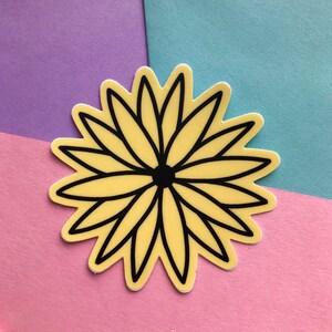 yellow and black flower vinyl sticker - adorable and durable - vinyl decals for cars, laptop, notebooks