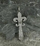 Pave Diamond Lily Pendant 925 Silver Diamond Fleur De Lis Charm Pendant Gift.