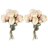 2 Bouquets Peonies Artificial Flowers, Vintage Peonies 18pcs Fake White