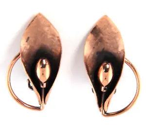 Vintage Signed Renoir Mid Century 3D Copper Calla Lily Flower Clip Earrings 50's