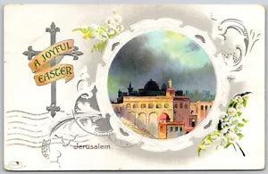 Joyful Easter Postcard Jerusalem Inset Lily of the Valley Birn Bros BB London