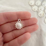 20 Silver Sunflower Charms