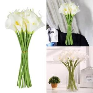 10 Heads Artificial Lily Calla Flowers Fake False Plastic Outdoor Plants Garden