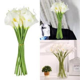 10 Heads Artificial Lily Calla Flowers Fake False Plastic Outdoor Plants Garden