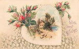 Pink Moss Roses & Lily of the Valley By Heart Framing Home Scene-1907 Best Wishe
