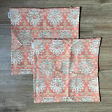 Lot Set 2 Spoonflower Carnations + Tulips Damask Ikat 18??? Throw Pillow Covers