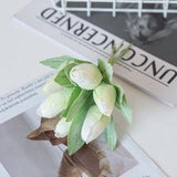 6PCS Silk Tulip Bouquet Powder Vase for Home Party Festive Decoration Wedding Decorative Wreaths Christmas Artificial Flowers