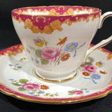 Shelley vintage Rose and Red Daisy with a a red swag - Pattern #13465