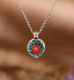 Pendant Artistic Men Women Lucky Enamel Peony Flower Sachet Box Pendant