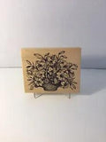 PSX K-1627 FLORAL LILY BASKET WOOD RUBBER STAMP MADE IN USA 1995