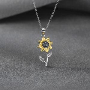 Custom Projection Necklace, Personalised Sunflower Necklace, Photo Necklace, Pet Photo Necklace, Gifts for Her, Memory Custom Necklace