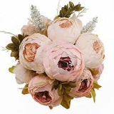Vintage Artificial Peony Silk Flowers Bouquet Home Wedding A-light Pink -1