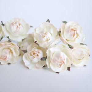 Paper flower, paper supplies, DIY making, English  peony Ranunculus roses 25 pcs., size 3.5 cm., pale peach brush color.