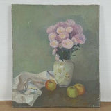 Flowers in Vase, Flowers Still Life, Peonies, Original Vintage Oil Painting, Ukrainian artist Sleshinsky