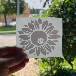 Sunflower Paw Print | Permanent Vinyl Decal | Car Decal | Bumper Sticker | Water Bottle | Laptop | Mirror | Truck |