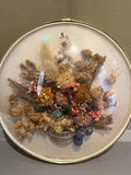 Vintage Dried flower basket harvest circle dome framed picture