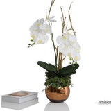 Luxury artificial orchids in a gold sphere vase/ Real touch orchids /Flower centerpiece