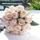 Bouquet with 18 heads of Artificial Roses Flowers \ Silk Rose Artificial Bouquet 18 pcs/lot \ Decoration \ Wedding Decoration \ Crafting \