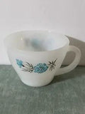 Fire King Anchor Hocking Bonnie Blue Carnation Flower Teacup Milk Glass