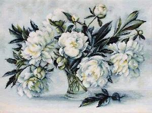 DIY Needlepoint Counted Cross Stitch "Peonies" Embroidery Kit Luca-S Unprinted
