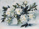 DIY Needlepoint Counted Cross Stitch "Peonies" Embroidery Kit Luca-S Unprinted