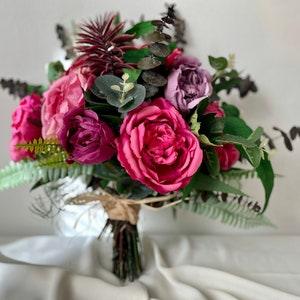 Pink artificial bridal bouquet, Blush pink peony wedding bouquet, Faux flower pink bridesmaid bouquet, Spring Summer bouquet,