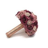 Burgundy,Mauve,and Dusty Rose Brooch Bridal Bouquet, Bridesmaid Bouquet,or Toss Available in 27 colors, Boutonnieres and Corsages Available