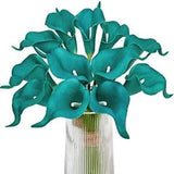 Artificial Calla Lily Teal Flowers for Wedding Bouquet Klein Blue 12 Teal Blue