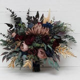 Burgundy navy blue dusty rose gold flowers Bridal bouquet Faux bouquet  Wedding silk flowers Boho wedding Bridesmaid bouquet