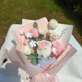 Finished Pink Crocheted Thai Orchid and Carnation Bouquet-Rose Bouquet,Valentine's Day Gift